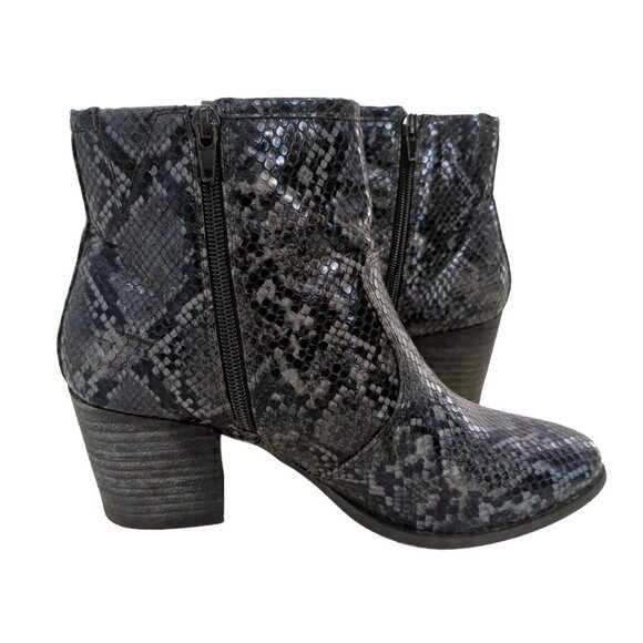 Carlos Santana Ankle Boot Womens 8.5 Black Gray Snakeskin Western‎ Heeled Rowan - Picture 4 of 9